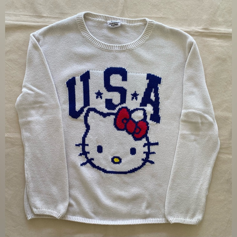 Hello Kitty USA Knit Sweater Casual Hello Kitty Graphic Women’s XL Heavy Wear